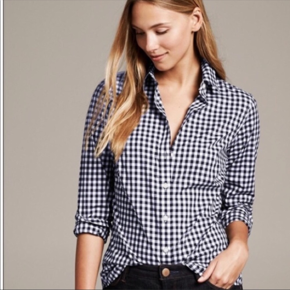 J.Crew navy blue and white striped top